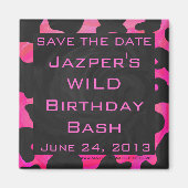 Monogram Koe Hot Pink en zwarte afdrukken Magneet (Voorkant)