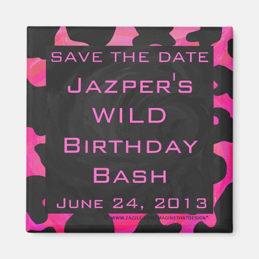 Monogram Koe Hot Pink en zwarte afdrukken Magneet (Voorkant)