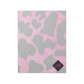 Monogram Koe Hot Pink en zwarte afdrukken Notitieblok (Gedraaid)