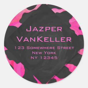 Monogram Koe Hot Pink en zwarte afdrukken Ronde Sticker