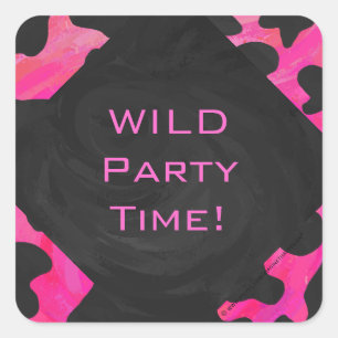 Monogram Koe Hot Pink en zwarte afdrukken Vierkante Sticker