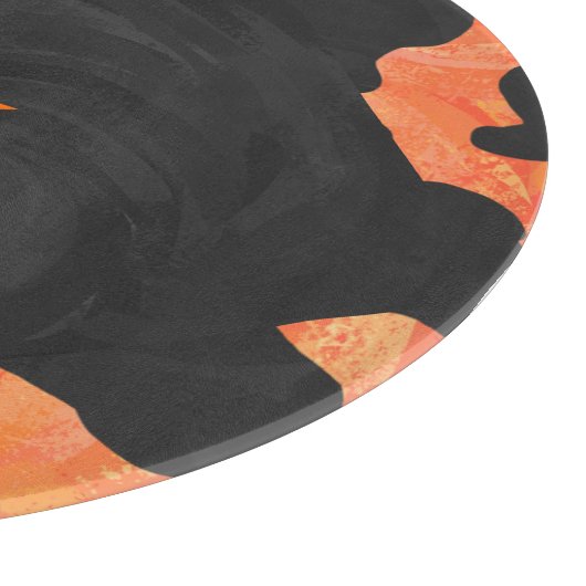 Monogram Koe Zwart en Oranje afdrukken Snijplank (Hoek)