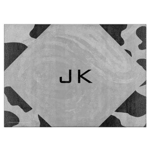 Monogram Koe zwart-wit Snijplank (Voorkant)