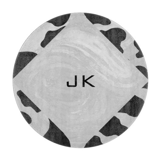 Monogram Koe zwart-wit Snijplank (Voorkant)