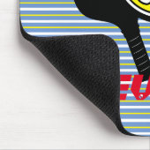 Monogram koele strepen pickleball speler geel muismat (Hoek)