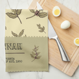 Monogram Koffie planten elegant klassiek ontwerp Theedoek