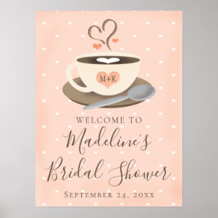 Monogram Koffiekop Bruidsdouche Welkomstbord Poster