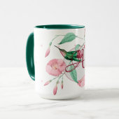 Monogram Kolibrie Roze Mint Bloemendecoratie Mok (Voorkant links)