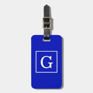 Monogram koninklijk blauw wit omgevormd Initiaal Bagagelabel