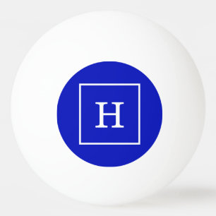 Monogram koninklijk blauw wit omgevormd Initiaal Pingpongballen