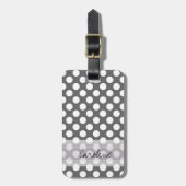 Monogram Kool Gray White Polka Dot Pattern Bagagelabel (Voorkant verticaal)