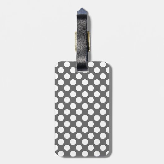 Monogram Kool Gray White Polka Dot Pattern Bagagelabel (Achterkant verticaal)