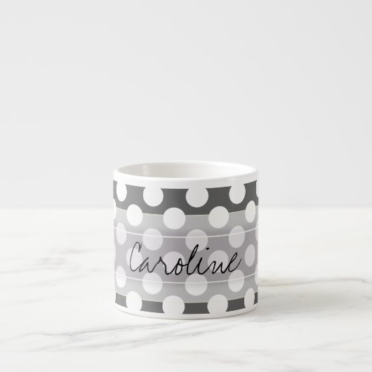 Monogram Kool Gray White Polka Dot Pattern Espresso Kop (Voorkant)