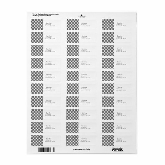 Monogram Kool Gray White Polka Dot Pattern Etiket (Full Sheet)