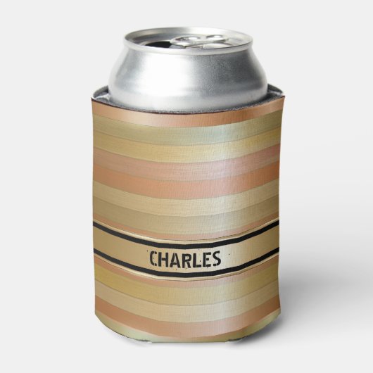 Monogram koper en gouden strepen blikjeskoeler (Blikje Voorkant)