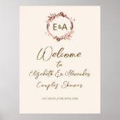 Monogram Koppel Bruiloft Welkom Bord Poster (Voorkant)