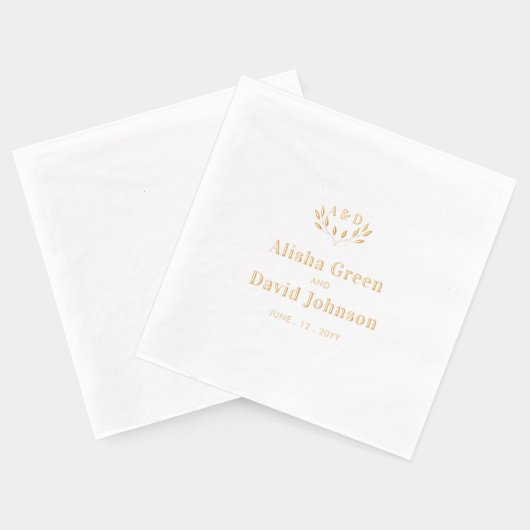 Monogram koppels Naam Aangepaste bruiloft Folie Servetten (Achterkant)