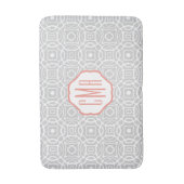 Monogram koraal en grijs Quatrefoil Badmat (Voorkant Verticaal)