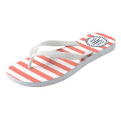 Monogram koraal- en zeemacht Nautical Stripe Prepp Teenslippers (Schuin)