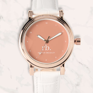 Monogram Koraal Peach Elegant Feminine minimalist Horloge