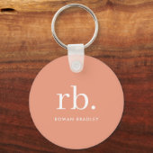 Monogram Koraal Peach Elegant Feminine minimalist Sleutelhanger (Voorkant)