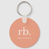 Monogram Koraal Peach Elegant Feminine minimalist Sleutelhanger (Achterkant)