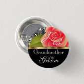 Monogram koraal Roos - Bridal Wedding Party Button (Voorkant /achterkant)