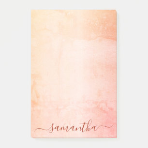 Monogram koraal roos goudroze roze marmer post-it® notes