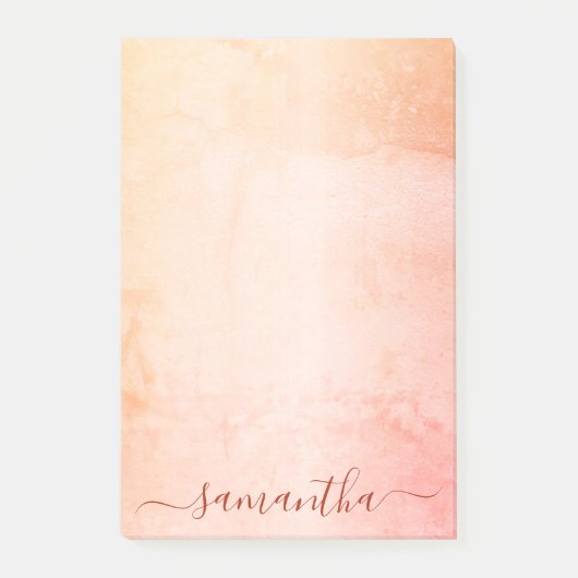 Monogram koraal roos goudroze roze marmer post-it® notes (Voorkant)