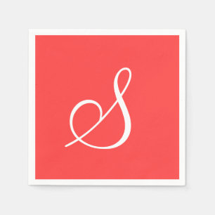 Monogram koraalrood, zwart zwart, zwart, zwart pap servet