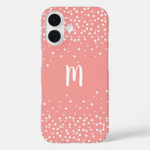 Monogram koraalroze en witte Confetti Case-Mate iPhone Case (Achterkant)