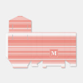 Monogram koraalstrepen bedankdoosjes (Uitgevouwen)