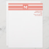 Monogram koraalstrepen custom briefhoofd (Voorkant / Achterkant)