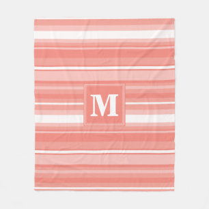 Monogram koraalstrepen fleece deken