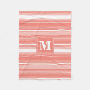 Monogram koraalstrepen fleece deken