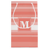 Monogram koraalstrepen klein cadeauzakje (Achterkant)