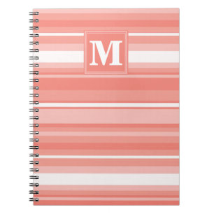 Monogram koraalstrepen notitieboek