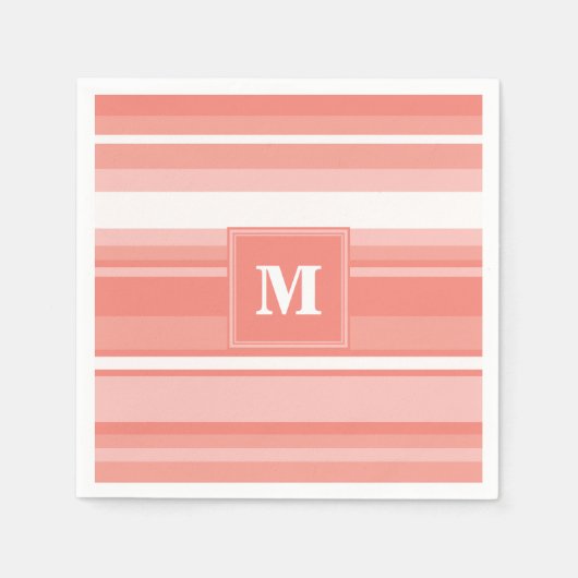 Monogram koraalstrepen servet (Voorkant)