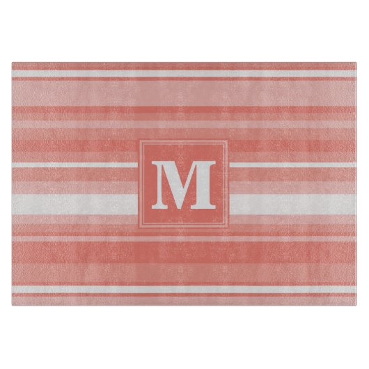 Monogram koraalstrepen snijplank (Voorkant)