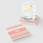 Monogram koraalstrepen stenen onderzetter (Zijkant)