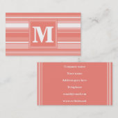 Monogram koraalstrepen visitekaartje (Voorkant / Achterkant)