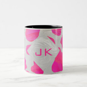 Monogram kow Hot Pink en White Print Tweekleurige Koffiemok