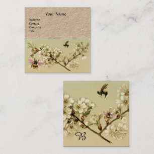 MONOGRAM Kraft Paper HONEY BEES EN WILDE ROZEN Vierkante Visitekaartje