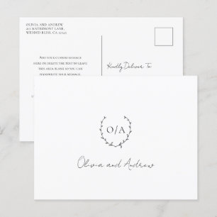 Monogram Krans Crest Elegante Trouw Dank Je Briefkaart