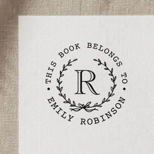 Monogram Krans Dit Boek Hoort Bij Boekplaat Zelfinktende Stempel