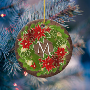 Monogram krans eerste kerst nieuwe huis foto keramisch ornament