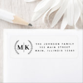 Monogram krans familie Initiaal retouradres Etiket (Insitu)
