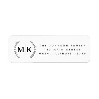Monogram krans familie Initiaal retouradres Etiket
