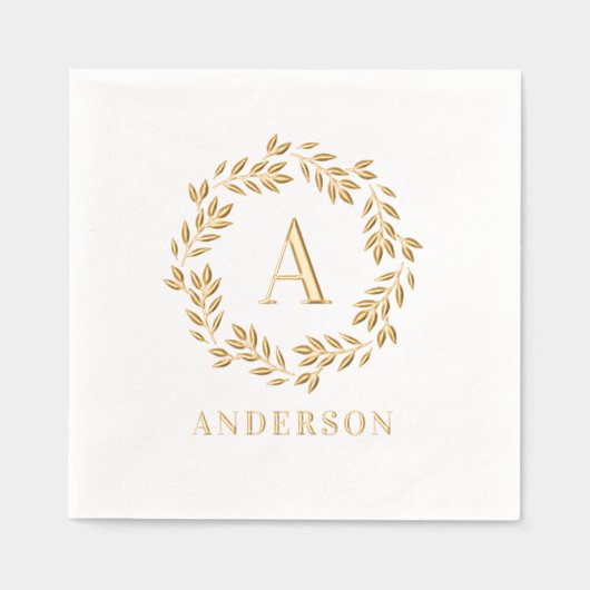 Monogram Krans Folie servetten Elegant Initiaal (Voorkant)