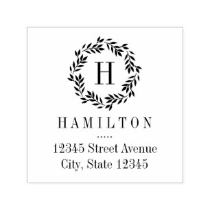 Monogram krans gepersonaliseerde rubberen stempel